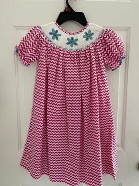 Boutique Smocked Bishop Dress with Flowers Girls 4T
